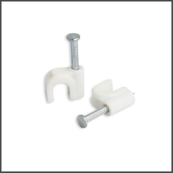Steren Single RG6 Nail-in Cable Mounting Clip White 100 per Bag, Cable Clips - Wire Clips - White Cable Clips - 100 Piece Bag - STEREN 200-961WH