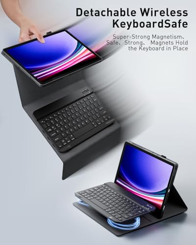 Image of Keyboard Case for 2025 Lenovo Idea Tab Pro 12.7 inch - Stand Folio Detachable Keyboard Cover with Mouse (TB-373FU /TB-375FC) - Black