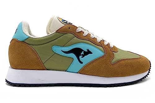 KangaROOS Unisex Rally Trail Sneakers, Saddle Brown/Green, 36 EU