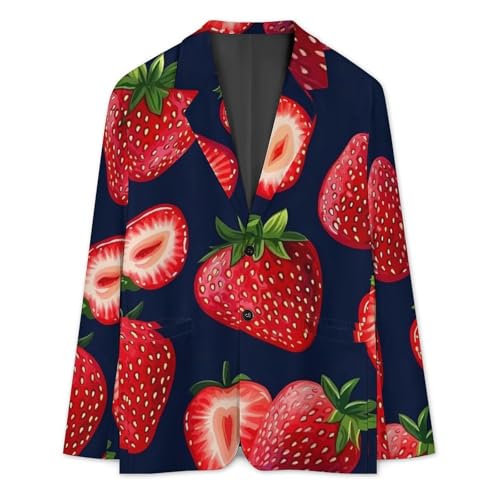 Strawberry Men's Blazer Printed Button Suit Jacket Slim Sport Coat Blazers3