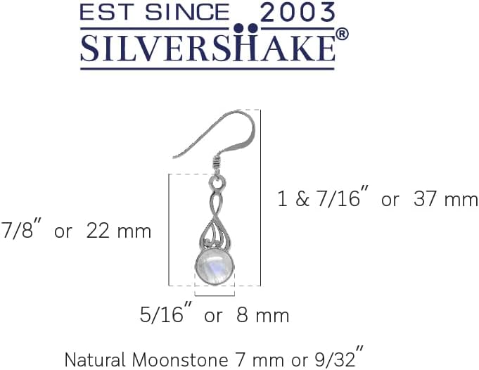 Silvershake 7MM Round Shape Cabochon Gemstone White Gold Plated or Yellow Gold Plated 925 Sterling Silver Victorian Swirl Style Dangle Hook Earrings Jewelry for Women
