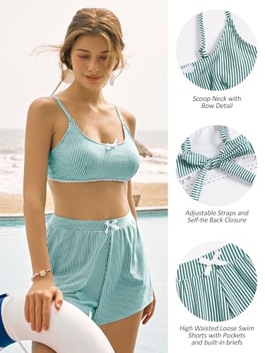 Image of ZAFUL Womens Sport Vacation Swimwear Two Piece Swimsuits with Shorts