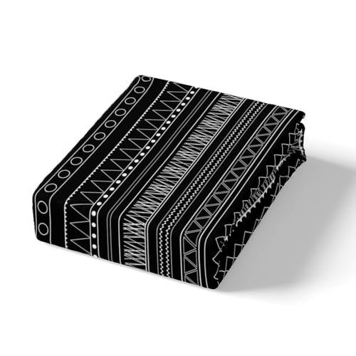Feelyou Conjunto de lençóis Boho King Bohemia preto e branco para crianças, lençóis geométricos do s