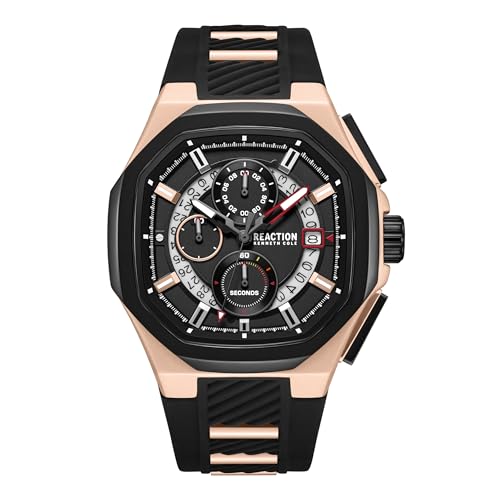 Image of Kenneth Cole Reaction Black Dial Chronograph Watch for Men - KRWGO0070103