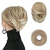 BARSDAR Straight Hair Bun + Comb Clip Ponytail -Mixed Blonde & Bleach Blonde Tips