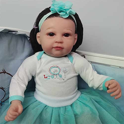 Realista bebê criança reborna boneca 22 polegadas olho aberto sorrindo bebê brinquedo lifelike recém