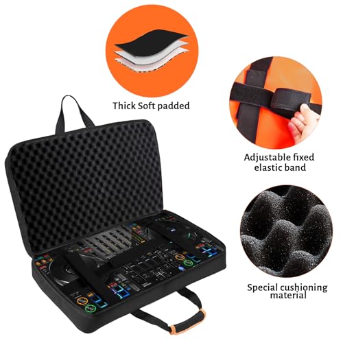 Image of DJ Controller Case for DDJ-FLX10 / 1000 /REV7 /REV5 /800 / FLX6 AlphaTheta DDJ-GRV6 With Thick EVA Padding, Adjustable Shoulder Strap,Fits Up to 15.6 inch Laptops- Perfect for DJ and Music Producers