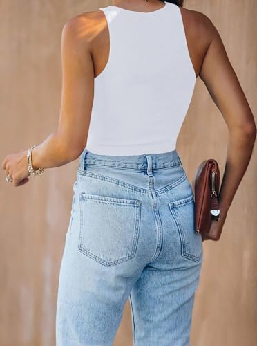 Womens Halter Tops Summer Sleeveless Shirts Sexy High Neck Fitted Tops Racer Back Tank Tops Blouses3