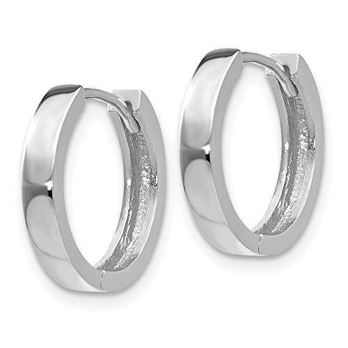 14K White Gold Round Hinged Hoop Earrings 11Mm 3Mm Style Tm625 #TOP1