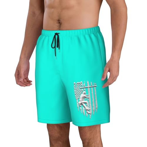 American Flag Lineman Mens Swim Trunks Quick Dry Board Shorts 7" - Hawaii Beach Swimwear4
