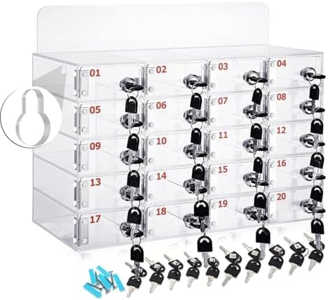 Wall-Mounted Acrylic Phone Safe Cabinet - Secure Storage Box for School, Office & Factory - Holds 12 Mobile Devices, Clear Design for Easy Visibility