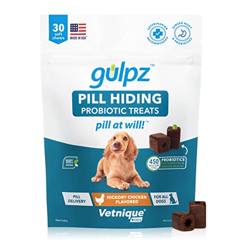 Glandex Vetnique Gulpz Pill Hiding Probiotic Treats For Dogs (30Ct) Anal Gland Hygienic Dog Wipes (100Ct) Bundle #TOP4