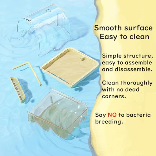 Image of Bird Bath for Cage Clear, Automatic Indoor Cockatiel Bathtub Shower with Pump, Parrots Shower Accessories for Birdcage, Cleaning Supplies Shower Room for Parakeets, Finches, Canaries, Lovebirds