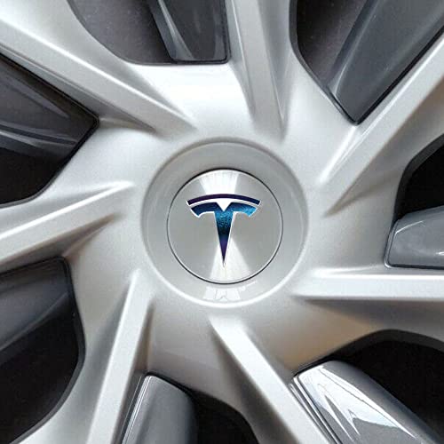 Image of IPG Compatible with Model Y Decal Sticker (8 Logo Set) Overlay Stickers Do it Yourself Stickers Set Personalize Your Tesla (Chameleon - Purple to Navy Blue)