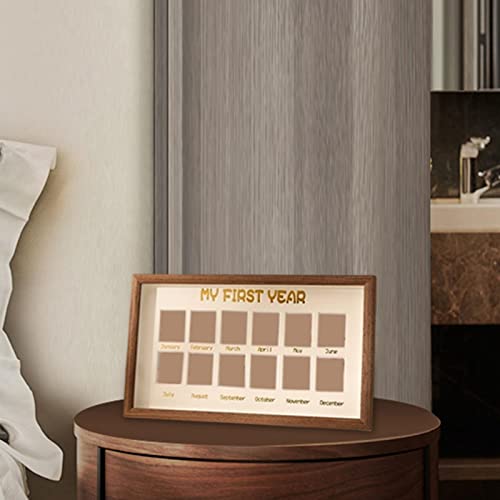 Almencla Memórias do bebê moldura de fotos do meu ano, exibição simples de madeira meninos meninas m