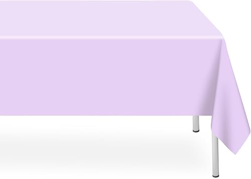Miniatura 42 de Paquete de 3 Manteles Desechables Lila Claro, Manteles de Plástico Rectangulares Lavanda para Fiestas Desechables, 54x108 Pulgadas, Mantel Morado