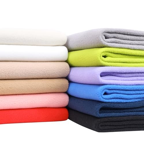 Knitted Polar Fleece Solid Fabric Anti-Pill Plush Polyester for DIY Sewing Crafts Toys (12colors 20 * 20inch)