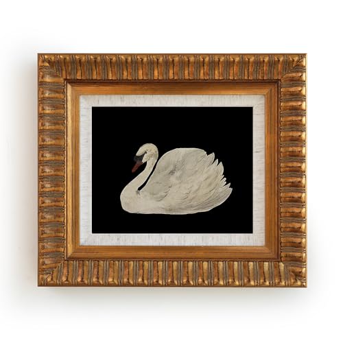 SoochART Gold Wood Framed Canvas Wall Art Vintage Decor, Black Swan Painting Prints,8"x10" Picture Frame for Living Room Bathroom Kitchen Bedroom