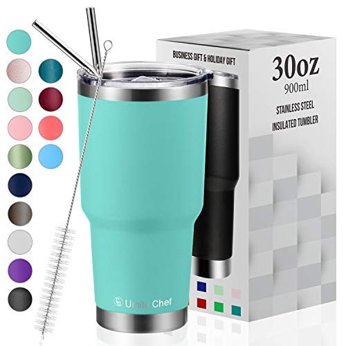 30oz Vacuum Insulated Tumbler Double Wall Coffee Cup by Umite Chef, Stainless Steel