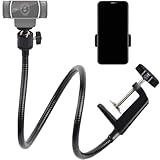 RICHOOSE 28inch Desk Gooseneck Webcam Stand with Universal Phone Clip Holder Compatible with Logitech Brio 4K C922X C922 C920 C615 C930 C930e DSLR Cameras Andorid Smart Phones
