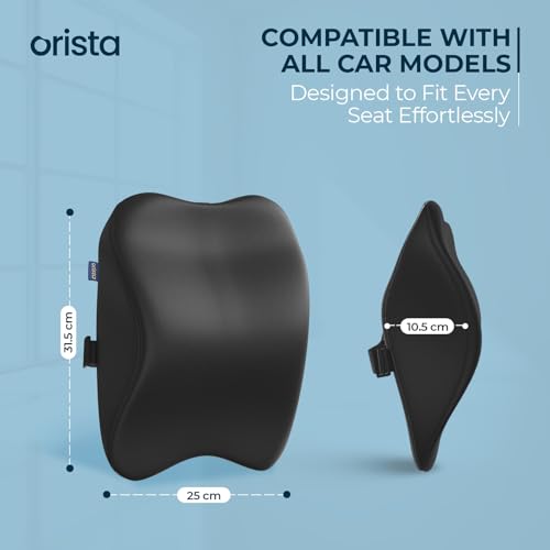 Image of Orista Premium Car Neck Rest Pillow | 2 Years Warranty | Memory Foam Neck Pillow for Car, Headrest Cushion for Neck & Cervical Support - Relieves Neck Pain & Fatigue | Black Velvet
