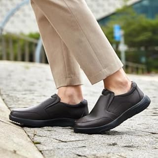 Men's Orthopedic Leather Dress Walking Shoes: Comfort Plantar Fasciitis Dress Oxfords with Arch Support, Bungee Lace Heel and Foot Pain Relief Driving Loafers Coffee Size 12