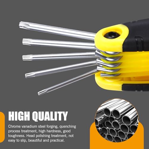 yorpyep Folding Box-end Wrench Set, Multifunctional SAE and Metric Keys with Easy-to-hold Torque Handle, Rustproof Anti-slip Screwdriver Set, Universal High Leverage Repair Tool for Cars (Yellow) - Thumbnail 6