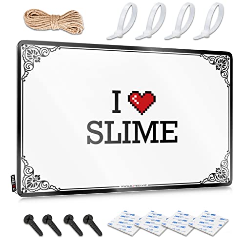 KAXW Letrero de estaño divertido con texto en inglés "I Love Slime" (20 x 30 cm)