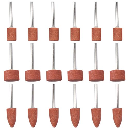 AllGIFT Diamond Burr Bits 18pcs Various Shapes Industry Tool Corundum Stone Carving Set Metal Carving 1/8'' Mounted Grinding Bits Craft Carving