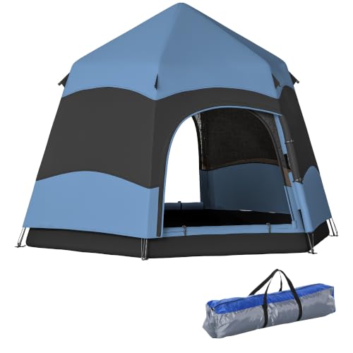 Image of Outsunny Double Layer Instant Pop Up Tent with Rainfly 3 Man Blue