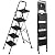 JungleA Step Ladder 4 Step Folding with Tool Tray, Wide Non-Slip Pedal and Sturdy Steel Construction Step Stool, 330 lbs Portable Ladders for Home, Attic, Office & Garage, Black