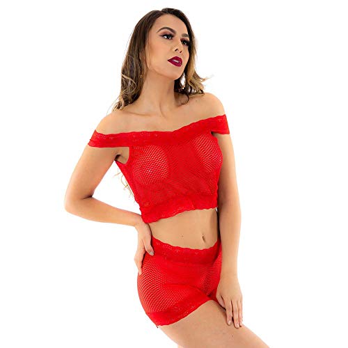 CONJUNTO CROPPED MINI SHORTS ARRASTÃO MALICIA - PIMENTA SEXY cor:Vermelho