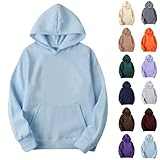 Generic Women Solid Color Basic Loose Hoodie Tops Long Sleeve Oversized Hooded Comfy Sweatshirts Drop Shoulder Pullover Top, Medium