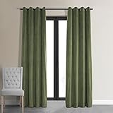 HPD Half Price Drapes Signature Grommet Blackout Velvet Curtains 108 Inches Long Heat & Full Light Blocking Blackout Curtains for Bedroom & Living Room (1 Panel), 50W x 108L, Hunter Green