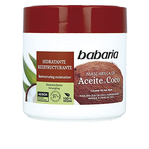Babaria - Masque Cheveux Secs et Abîmés à la Noix de Coco et Biotine | Hydratation et réparation de la fibre capillaire | Brillance, douceur et force | Aide au démêlage | 400 ml