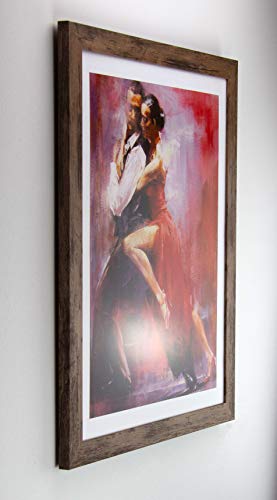 Cadre photo 58x58 cm chêne sauvage Orion décor rouge et blanc