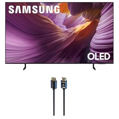 Samsung QN55S85FAFXZA 55 Inch OLED HDR 4K Smart TV with an Austere 5S-4KHD2-2.5M V-Series 2.5m Premium 4K HDR HDMI Braided Cable (2025)