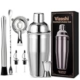 Cocktail Shaker Set Bartender Kit,Professional Bar Set, Martini Shaker, Jigger, Strainer, Mixer Spoon, Muddler, Liquor Pourers Ideal Bar Accessories for Home, Gift for Christmas, Birthday, Beginners