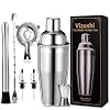 Cocktail Shaker Set Bartender Kit,Professional Bar Set, Martini Shaker, Jigger, Strainer, Mixer Spoon, Muddler, Liquor Pourers Ideal Bar Accessories for Home, Gift for Christmas, Birthday, Beginners