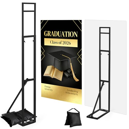 Whmayai Wedding Backdrop Stand Metal Balloon Arch Backdrop Stand with Foldable Base for Wedding Birthday Party Anniversary Decor, Adjustable Height(1-2m H) Installation Free (2, black)