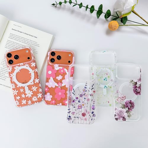 L-FADNUT for iPhone 17 Pro Max Case Flower Clear Magnetic Floral,Pink - image 7