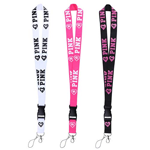 Neck Lanyard Strap for Keychains ID Holder Phones Bags with Quick Release Buckle (PINK-2)