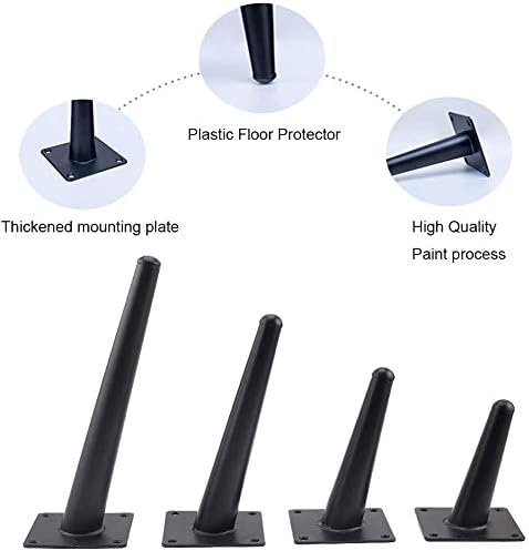 Drenky 4 Pieces Slant Table Legs Metal Cabinet Legs, Cone Furniture Legs, 201 Stainless Steel, Black, 40 cm Height - Image 4