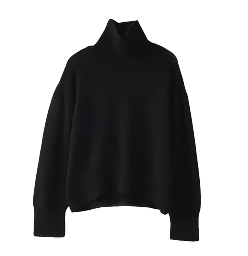 Haitpant Maglione da donna in cashmere spesso, per autunno e inverno, a collo alto, caldo, con base lavorata a maglia