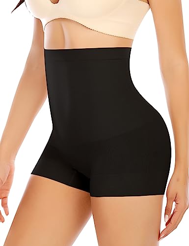 Image of Womens Slip Shorts for Under Dress Seamless Shapewear Boyshorts Tummy Control Panties Shaping Shorts(#2 Black(medium compression),Small)