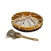 Round Shaman Drum, Shaman Drum - Natural Hairy Goatskin with Plush Beater (35cm) #1