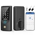 AkaGear T02 Fingerprint Keyless Entry Door Lock - Built in WiFi, Smart Lock for Front Door, App Remote Control, Auto Lock, Keys, Fob Card, PIN Code Unlock, Touch Keypad Deadbolt with Batteries, Black