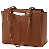 RAINSMORE Bolso Mujer Grande Bolso Universidad Impermeable para Portátil 14 Pulgadas Bolsos Tote Cuero PU con Cremallera Bolsillo Interior para Compras Viajes Colegio Oficina