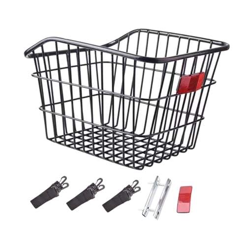 Sharplace Cesta, Cesta de Almacenamiento, Cesta Portaequipajes, Rueda Trasera, Metal, Contenedor Portátil, Gran Capacidad, Marco Reforzado, Fácil Montaje para, Negro sin Tapa