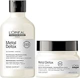 L'Oréal Professionnel Paris, Shampoo Professionale per Capelli Colorati Metal Detox Serie Expert, 300 ml + Maschera Professionale, Formula Anti-Metallo, 250 ml